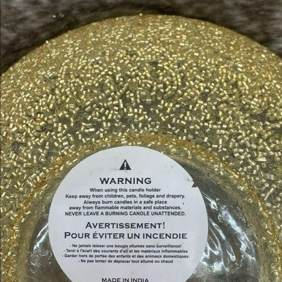 India Beaded Gold Rounded‎ Glass Bowl Home Decoration - Picture 3 of 5